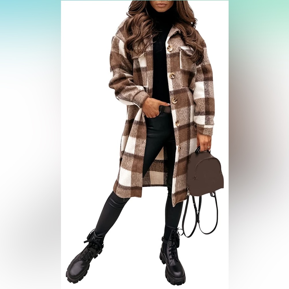 Plaid flannel jacket shacket, size Medium NWT